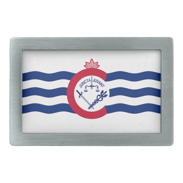 Belt Buckle with Flag of Cincinnati City, USA (Front)