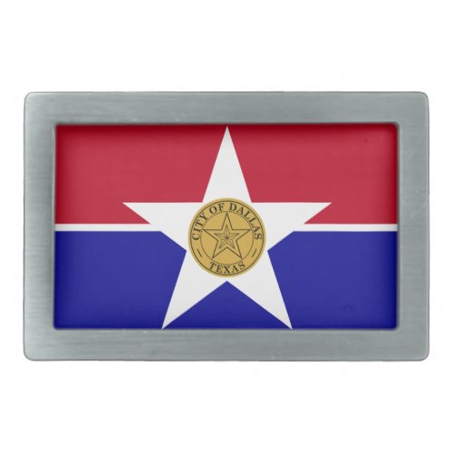 Belt Buckle with Flag of Dallas City USA