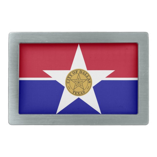Belt Buckle with Flag of Dallas City, USA (Front)