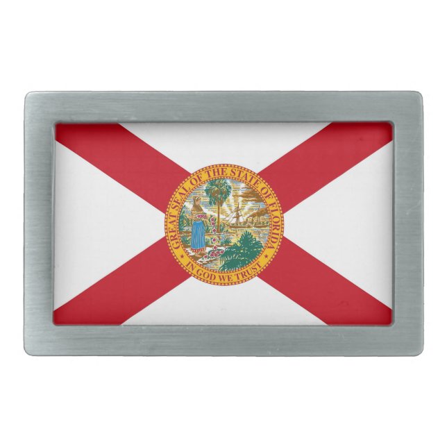 Belt Buckle with Flag of Florida State (Front)