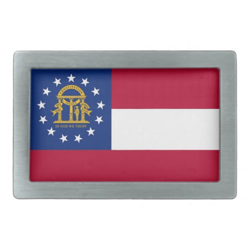 Belt Buckle with Flag of Georgia State