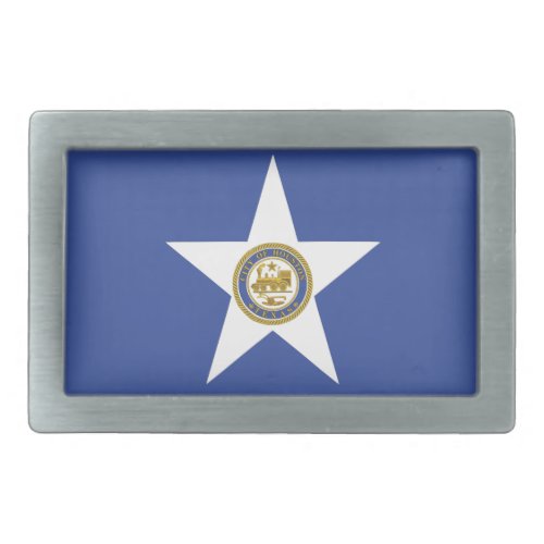 Belt Buckle with Flag of Houston City USA