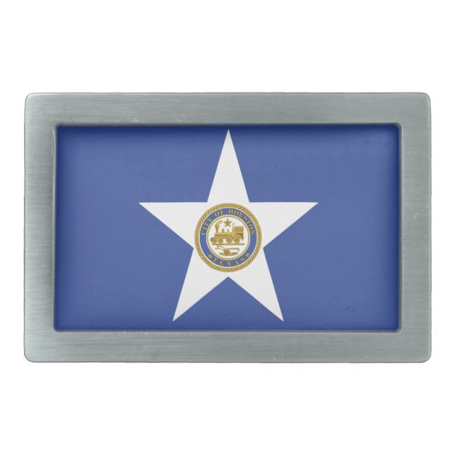 Belt Buckle with Flag of Houston City, USA (Front)