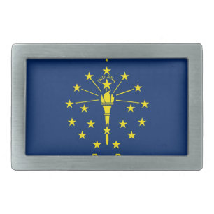 Belt Buckle with Flag of Indiana State