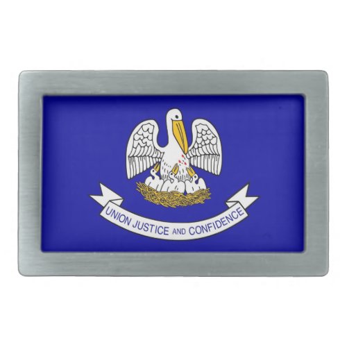 Belt Buckle with Flag of Louisiana State
