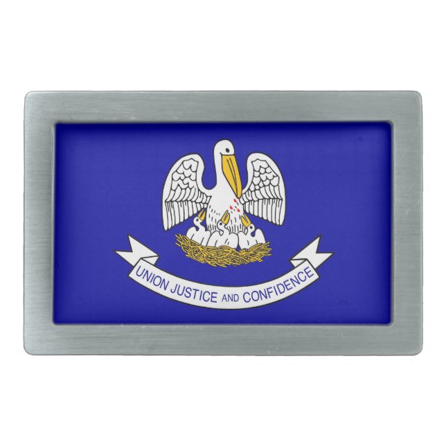 Belt Buckle with Flag of Louisiana State (Front)