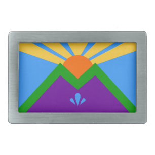 Belt Buckle with Flag of Manitou Springs, Colorado