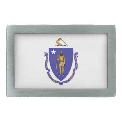 Belt Buckle with Flag of Massachusetts State