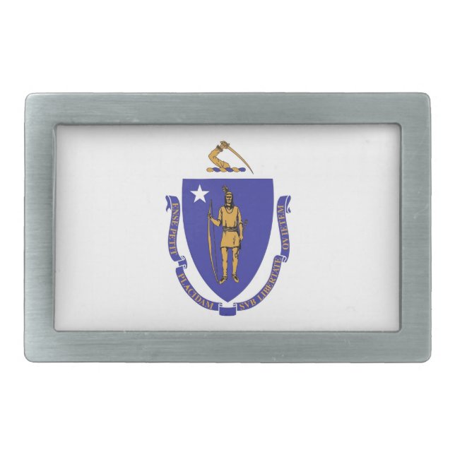 Belt Buckle with Flag of Massachusetts State (Front)