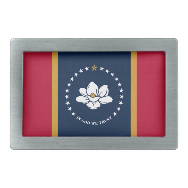 Belt Buckle with Flag of Mississippi State, USA (Front)