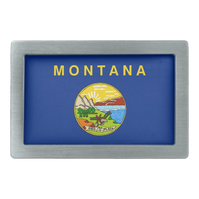 Belt Buckle with Flag of Montana State (Front)
