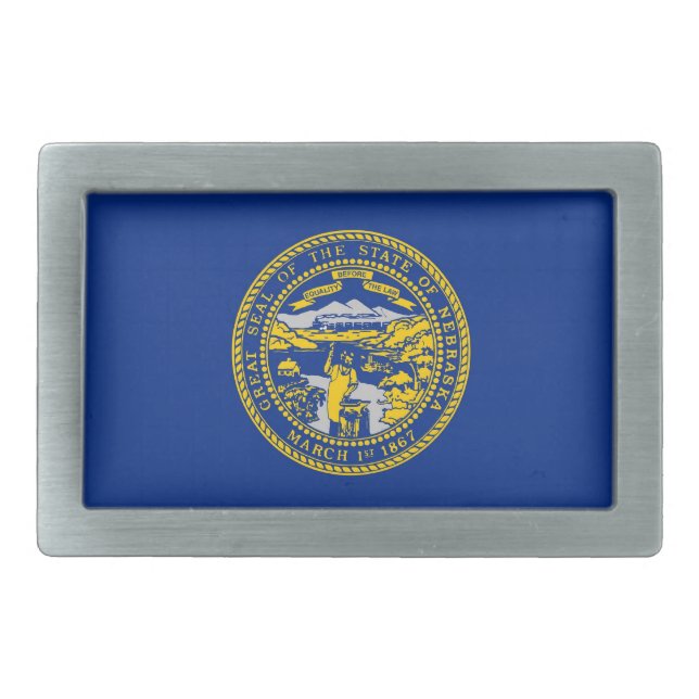 Belt Buckle with Flag of Nebraska State (Front)