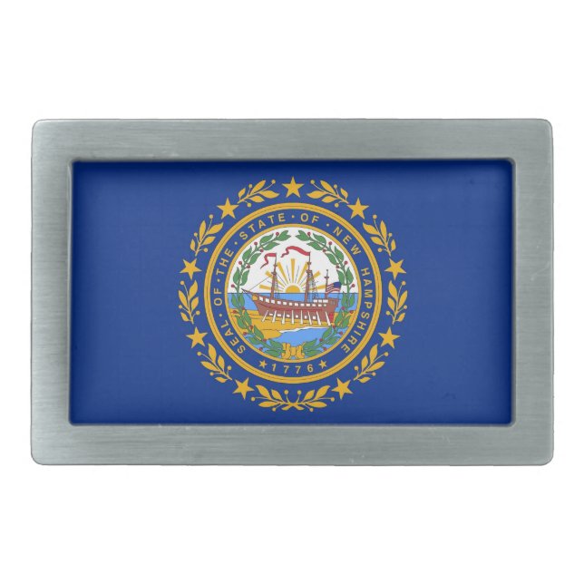 Belt Buckle with Flag of New Hampshire State (Front)