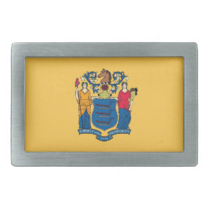 Belt Buckle with Flag of New Jersey State