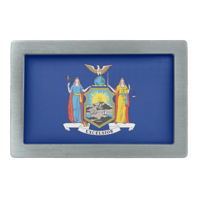 Belt Buckle with Flag of New York State (Front)