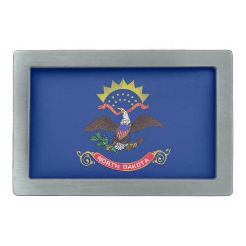 Belt Buckle with Flag of North Dakota State