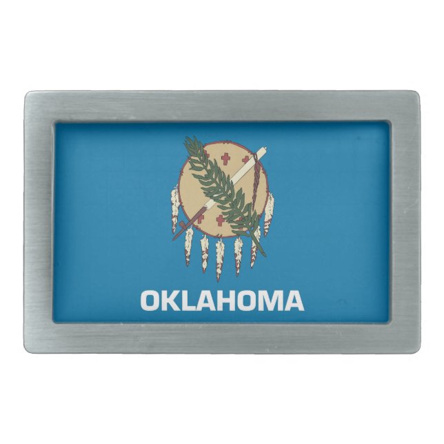 Belt Buckle with Flag of Oklahoma State (Front)