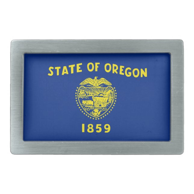 Belt Buckle with Flag of Oregon State (Front)