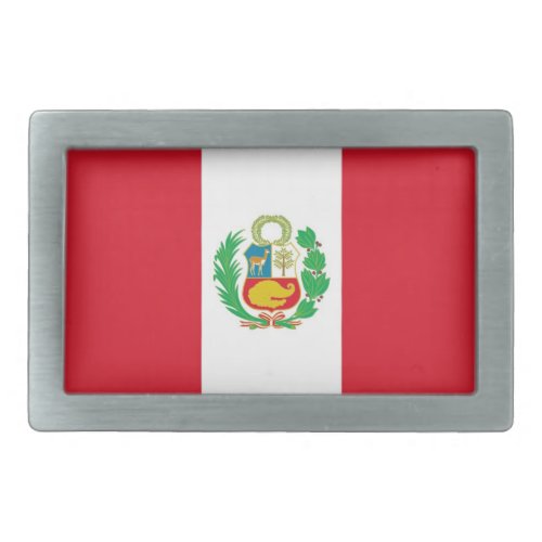 Belt Buckle with Flag of Peru