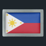 Belt Buckle with Flag of Philippines<br><div class="desc">Add a bold touch of Filipino pride to your wardrobe with this exclusive belt buckle featuring the flag of the Philippines! Designed with attention to detail, this belt buckle is more than just a functional accessory; it’s a statement of cultural pride and patriotism. The striking design showcases the vibrant colors...</div>