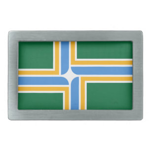 Belt Buckle with Flag of Portland City, USA