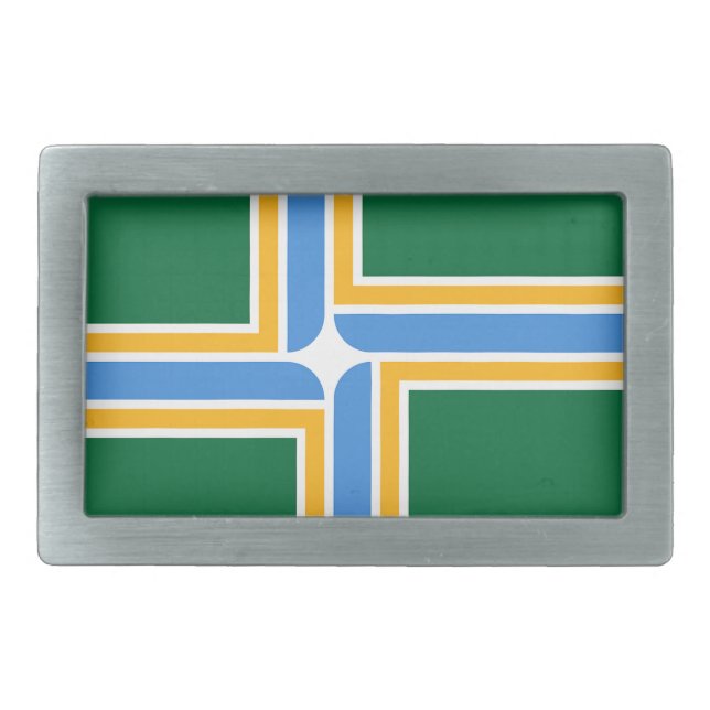 Belt Buckle with Flag of Portland City, USA (Front)