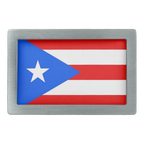 Belt Buckle with Flag of Puerto Rico State