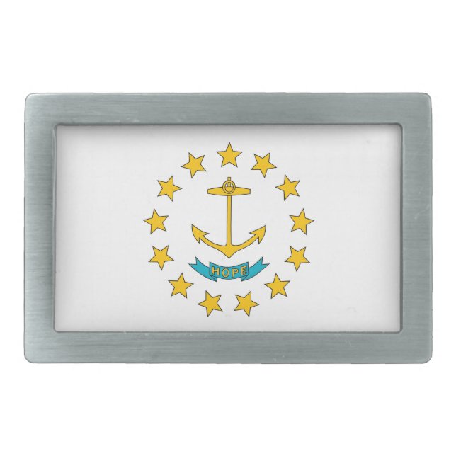 Belt Buckle with Flag of Rhode Island State (Front)