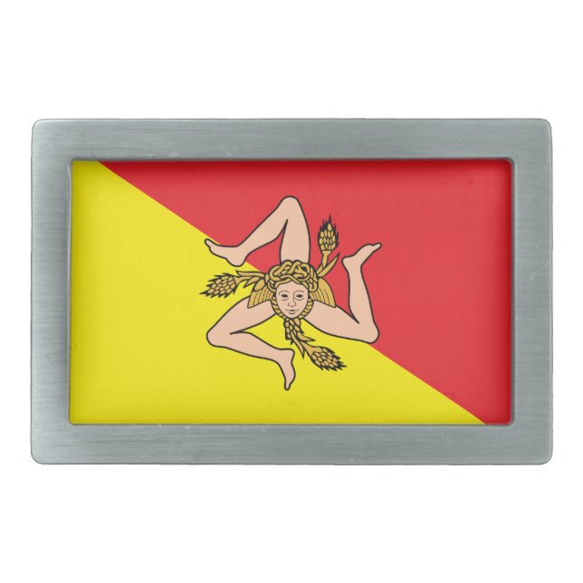 Belt Buckle with Flag of Sicily, Italy (Front)