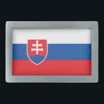 Belt Buckle with Flag of Slovakia<br><div class="desc">Show off your national pride in style with this striking belt buckle featuring the flag of Slovakia! Boldly displaying the iconic Slovak flag, this eye-catching accessory features the horizontal tricolor of white, blue, and red, along with the powerful national coat of arms—a double silver cross atop three blue hills, framed...</div>