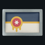 Belt Buckle with Flag of Tulsa, Oklahoma<br><div class="desc">Add a touch of Tulsa pride to your outfit with our exclusive belt buckle featuring the flag of Tulsa, Oklahoma! Crafted with meticulous attention to detail, this buckle is more than just a functional accessory; it’s a celebration of Tulsa’s heritage and cultural identity. The vibrant design prominently displays the iconic...</div>