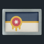 Belt Buckle with Flag of Tulsa, Oklahoma<br><div class="desc">Add a touch of Tulsa pride to your outfit with our exclusive belt buckle featuring the flag of Tulsa, Oklahoma! Crafted with meticulous attention to detail, this buckle is more than just a functional accessory; it’s a celebration of Tulsa’s heritage and cultural identity. The vibrant design prominently displays the iconic...</div>