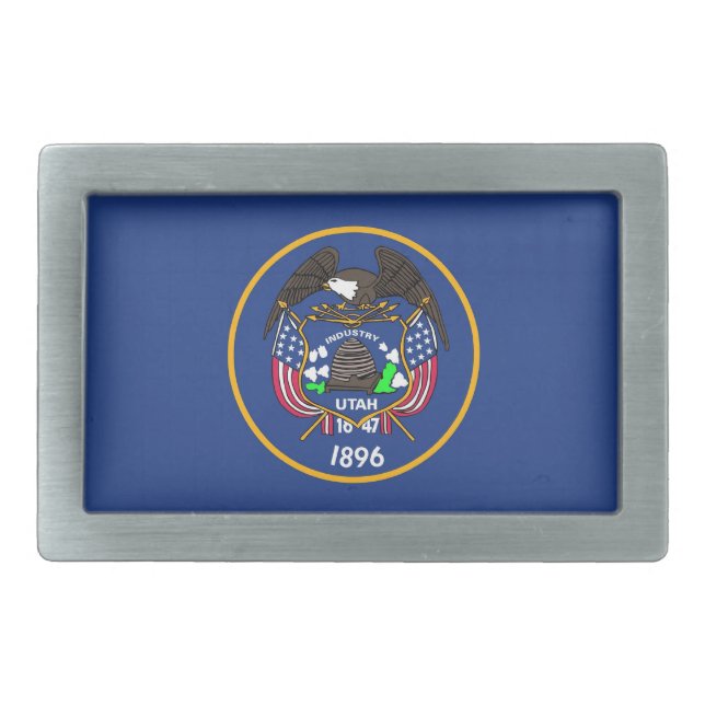 Belt Buckle with Flag of Utah State (Front)