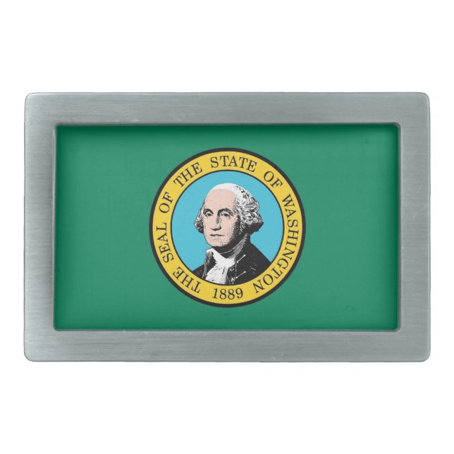 Belt Buckle with Flag of Washington State (Front)
