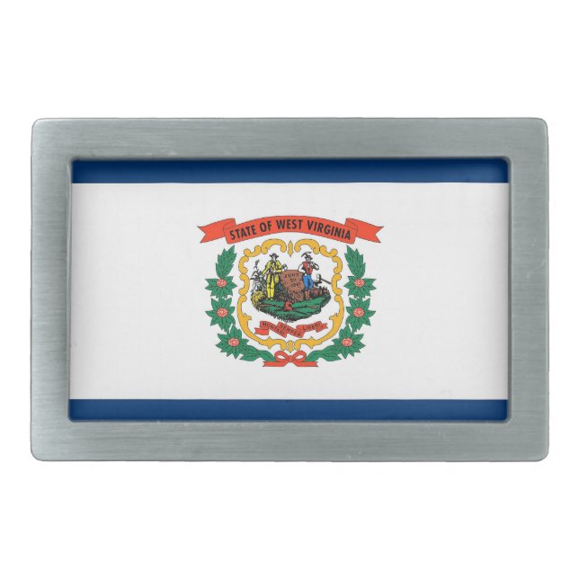Belt Buckle with Flag of West Virginia State (Front)