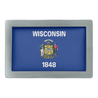 Belt Buckle with Flag of Wisconsin State