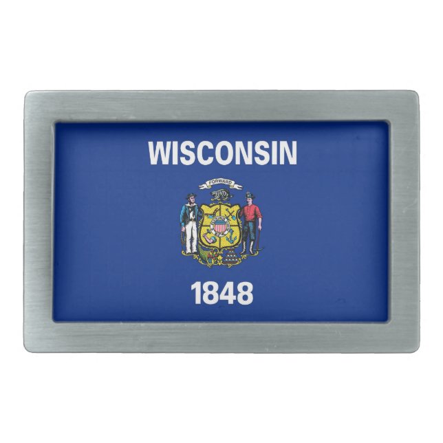 Belt Buckle with Flag of Wisconsin State (Front)