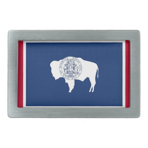 Belt Buckle with Flag of Wyoming State