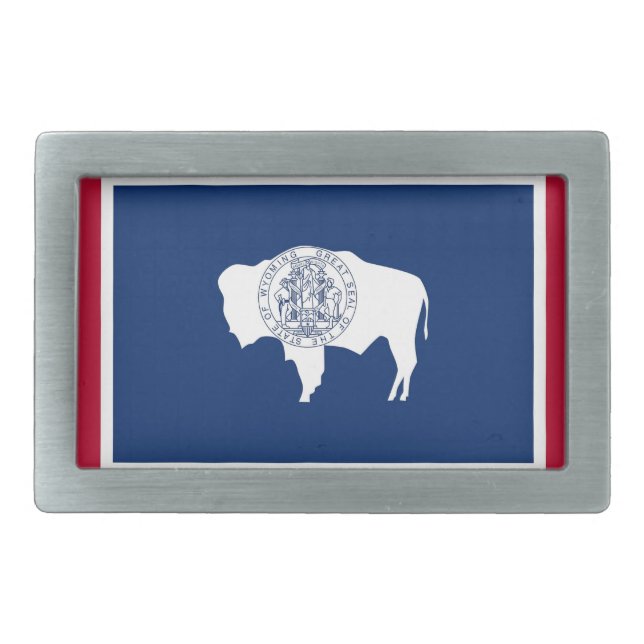 Belt Buckle with Flag of Wyoming State (Front)