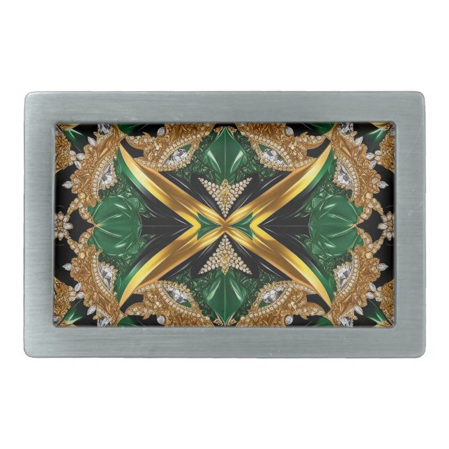 Belt Buckle with Jamaican Colors Design (Front)