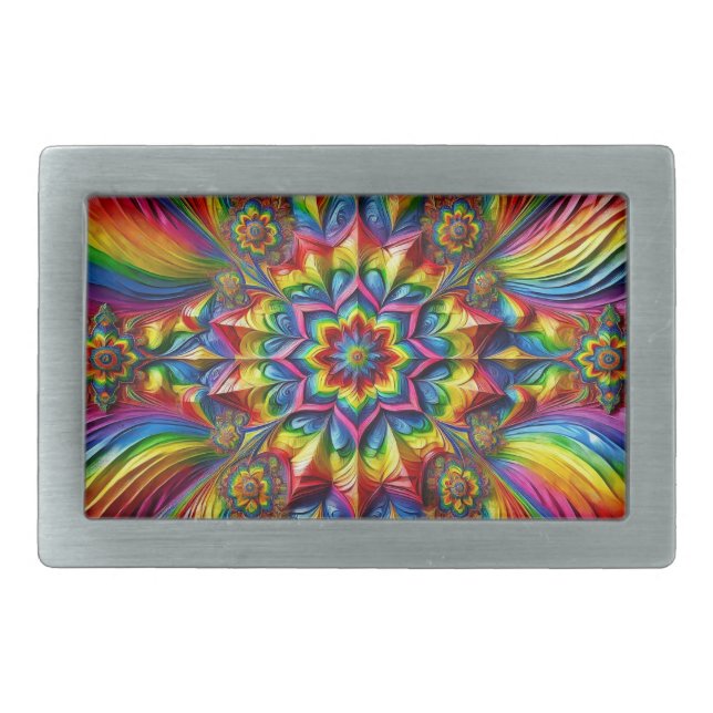 Belt Buckle with LGBTQ Colors Design (Front)