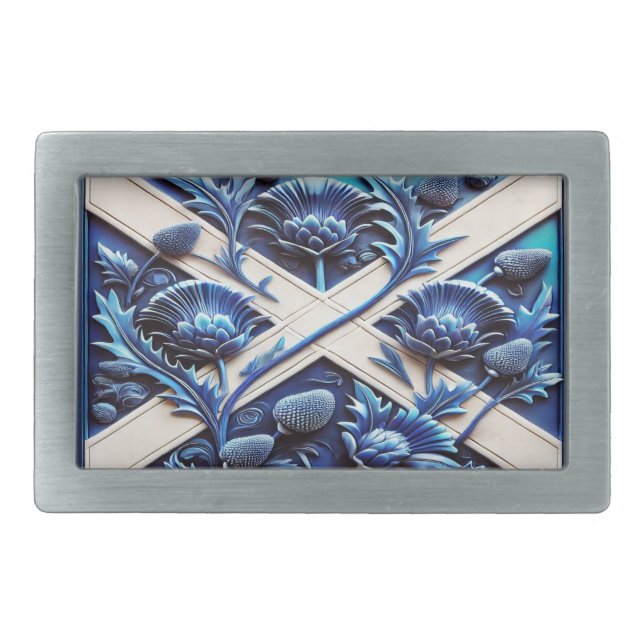 Belt Buckle with Scottish Thistles Design (Front)