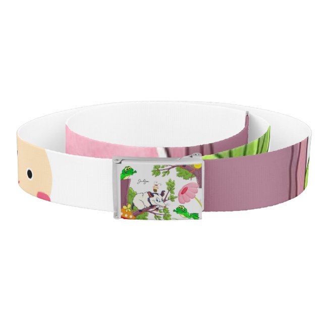 Belt Solid White Possum Chick Frog Floral (Coil)
