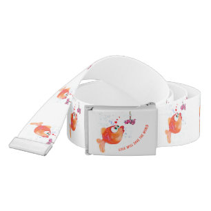 Belt with Funny Fish and Worm Catchy Text