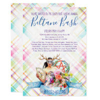 Beltane Bash Floral Spring Plaid May Day Invitation