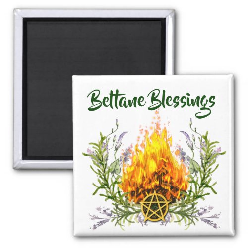 Beltane Blessings Floral Fire Wicca Magnet
