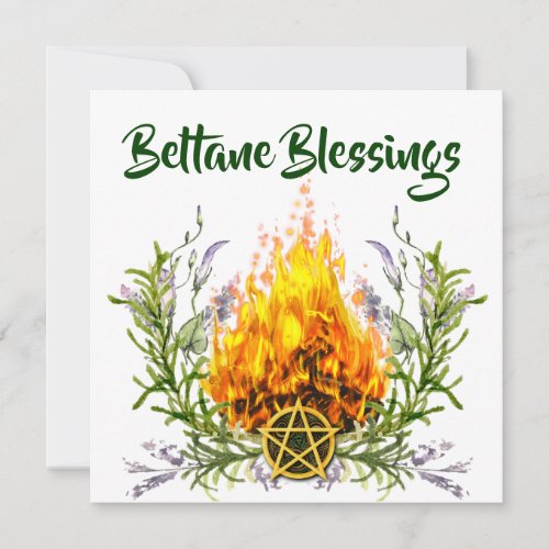 Beltane Blessings Floral Fire Wiccan Holiday Card