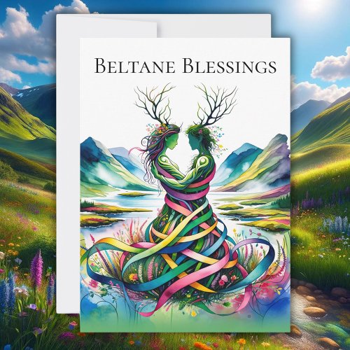 Beltane Blessings Pagan Wiccan Flat Holiday Card