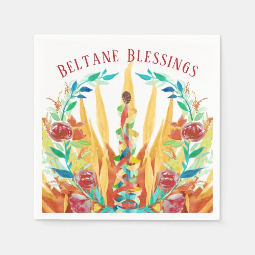 Beltane Bright Summer Maypole Wicca Sabbat Party Napkins