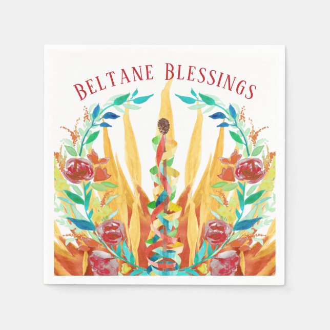 Beltane Bright Summer Maypole Wicca Sabbat Party Napkins (Front)
